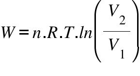 begin mathsize 36px style W equals n. R. T. l n open parentheses V subscript 2 over V subscript 1 close parentheses end style