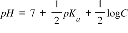 begin mathsize 36px style p H space equals space 7 space plus thin space 1 half p K subscript a space plus 1 half log C end style